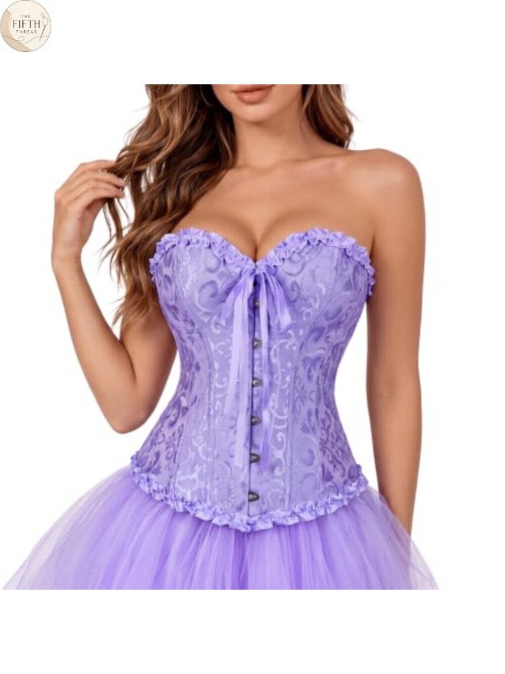 Women's Victorian Overbust Corset Brocade Lace-Up Bustier Top
